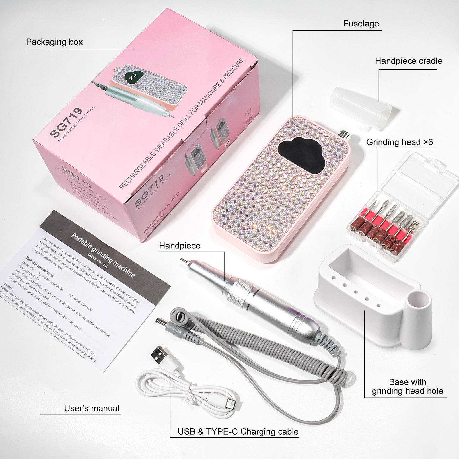 Professional Rechargeable Nail Drill Machine